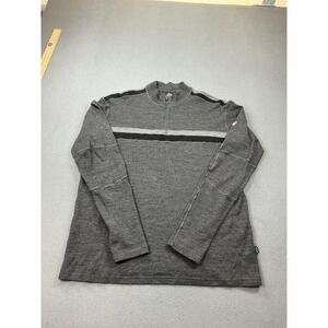 Kuhl Sweater Mens XL Gray 100% Merino Wool 1/4 Zip Mock Neck Downhill Ski FLAWS